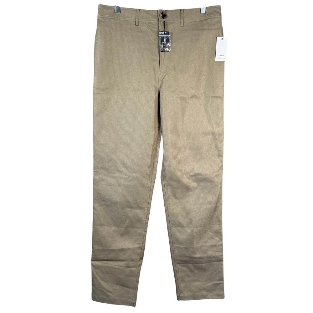 Express Classic Fit Pants‎ Mens 32x32 Khaki Tan Textured Dress Trousers 03253897